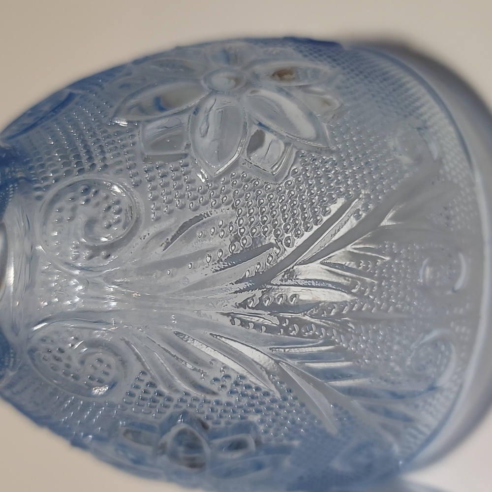Tiara Blue Chantilly Sandwich Indiana Glass Fairy Lamp Candle Tea Light 2 Piece - Picture 5 of 7